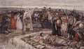 Vasily Surikov Princess Olga meets the body of Prince Igor 1915 Fine Art Print