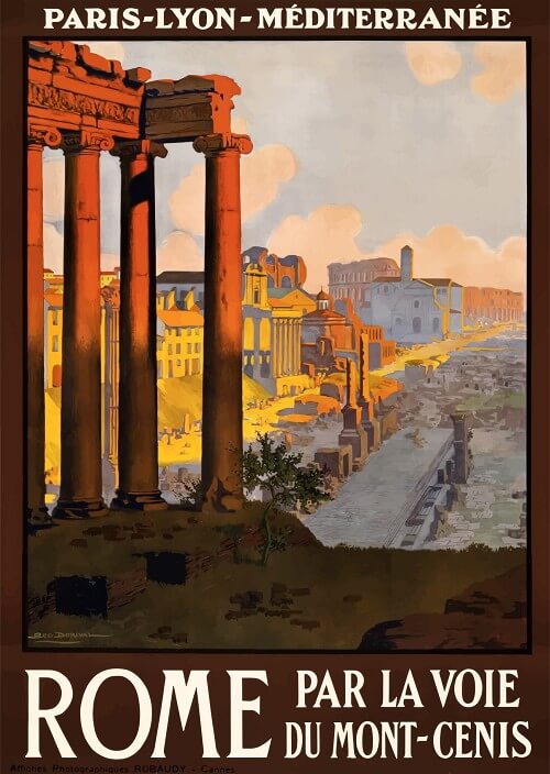 Roman Forum Rome Italy Vintage Style Travel Poster 1920 Fine Art Print