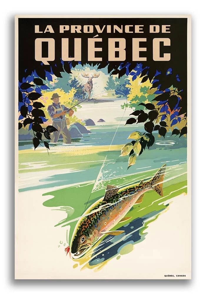 Canadian Fly Fishing Vintage Travel Poster 1930 Fine Art Print