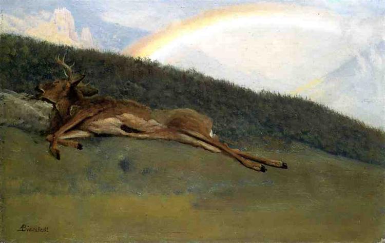 Albert Bierstadt Rainbow over a Fallen Stag 1872 Fine Art Print