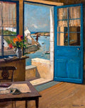 {{ product_title }} Fine Art Print | {{ product_vendor }} Jakero77 Raymond Wintz The Blue Door 1927 Cottage Maritime View Fine Art Print Art Print  Jakero77