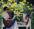 Nikolay Bogdanov Belsky Reading in the Garden 1915 Fine Art Print
