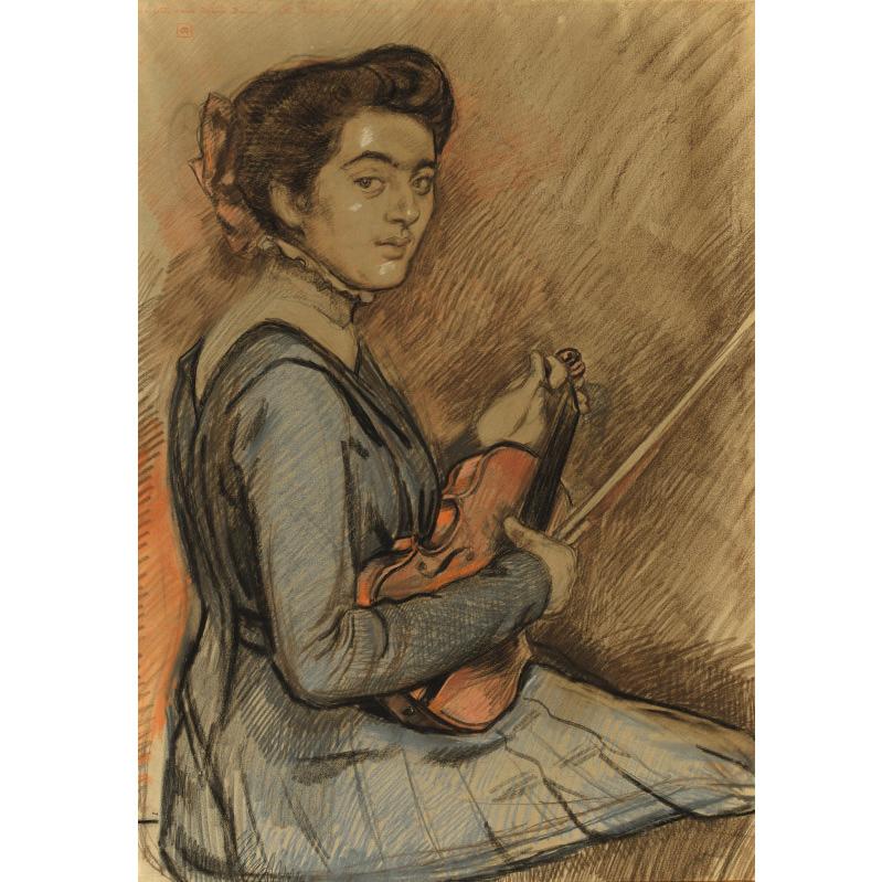Theo van Rysselberghe Renee Druet with Violin 1910 Fine Art Print