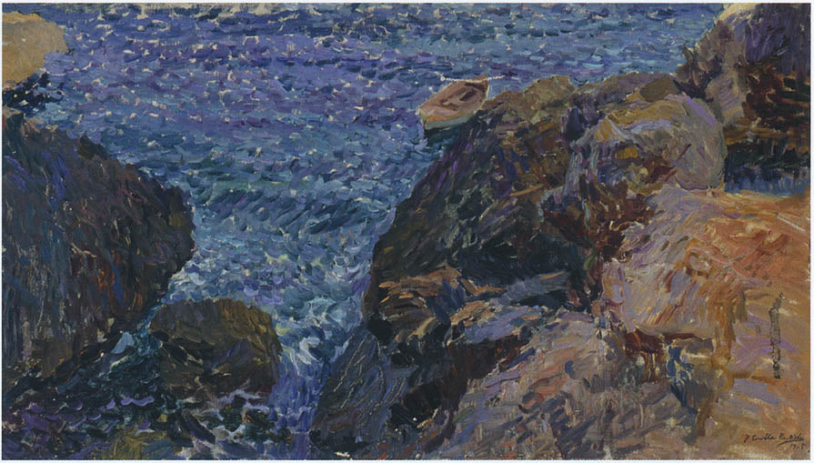 Joaquín Sorolla Rocks at Javea, The White Boat 1905 Fine Art Print