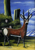 Niko Pirosmani Roe deer with a Landscape in the Background 1913 Fine Art Print