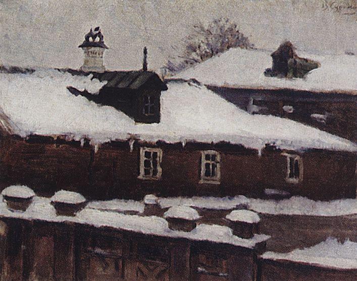 Vasily Surikov Rooftops in Winter 1885 Fine Art Print