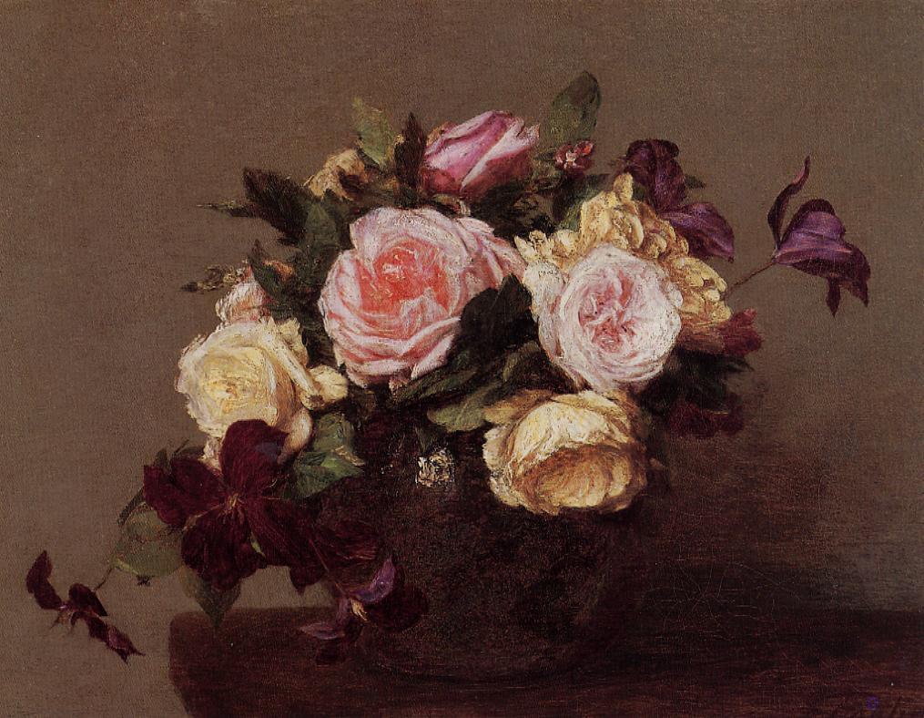 Henri Fantin-Latour Roses and Clematis 1883 Fine Art Print