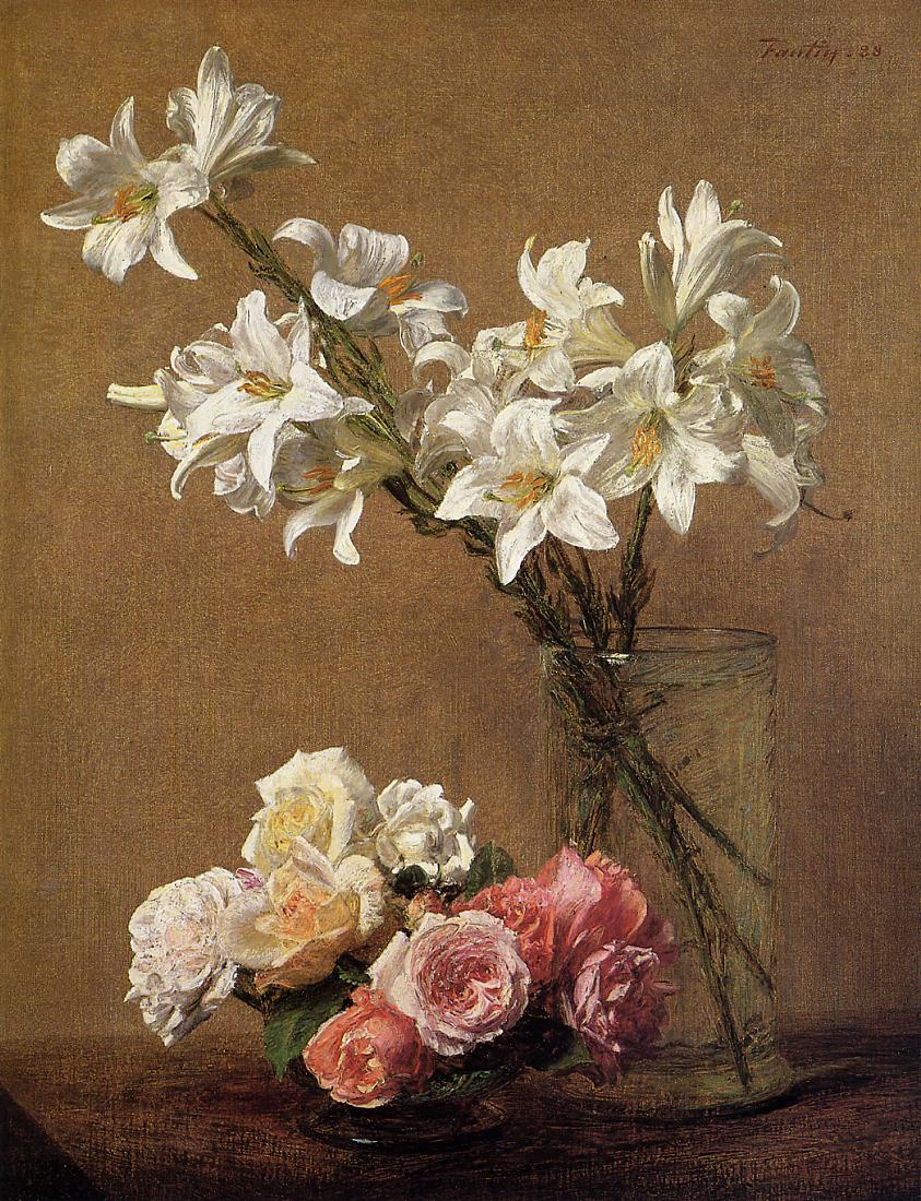 Henri Fantin-Latour Roses and Lilies 1888 Fine Art Print
