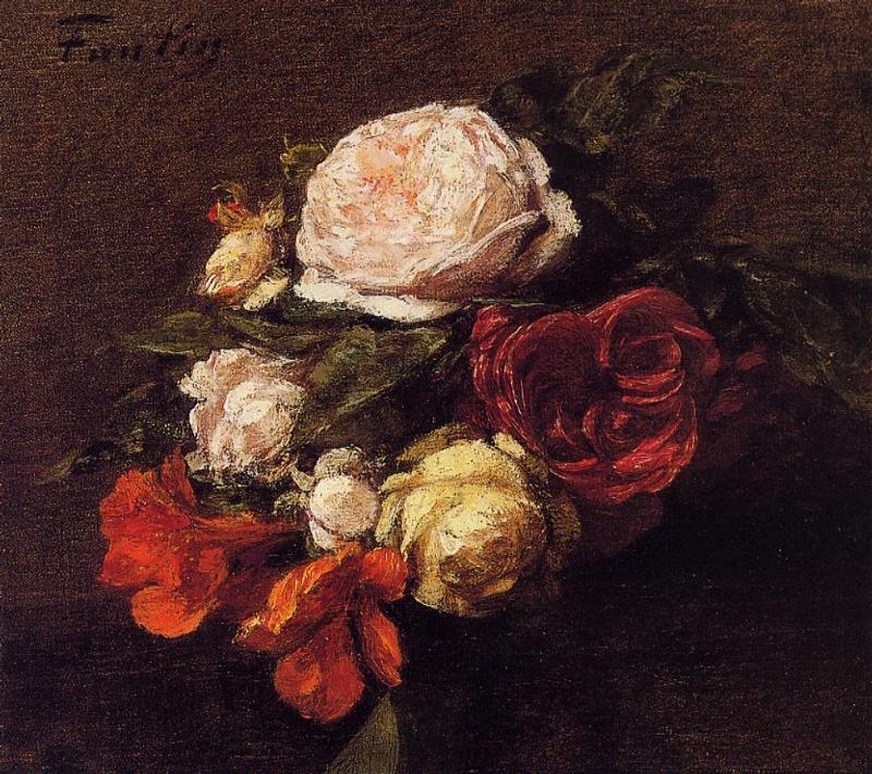 Henri Fantin-Latour Roses and Nasturtiums 1883 Fine Art Print