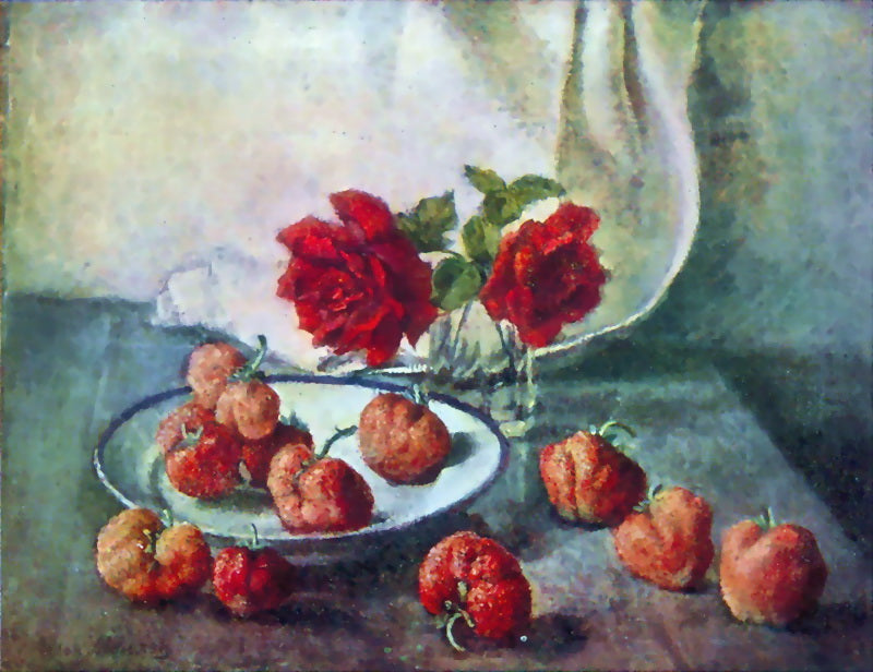 Ilya Mashkov Roses and Strawberries 1941 Fine Art Print