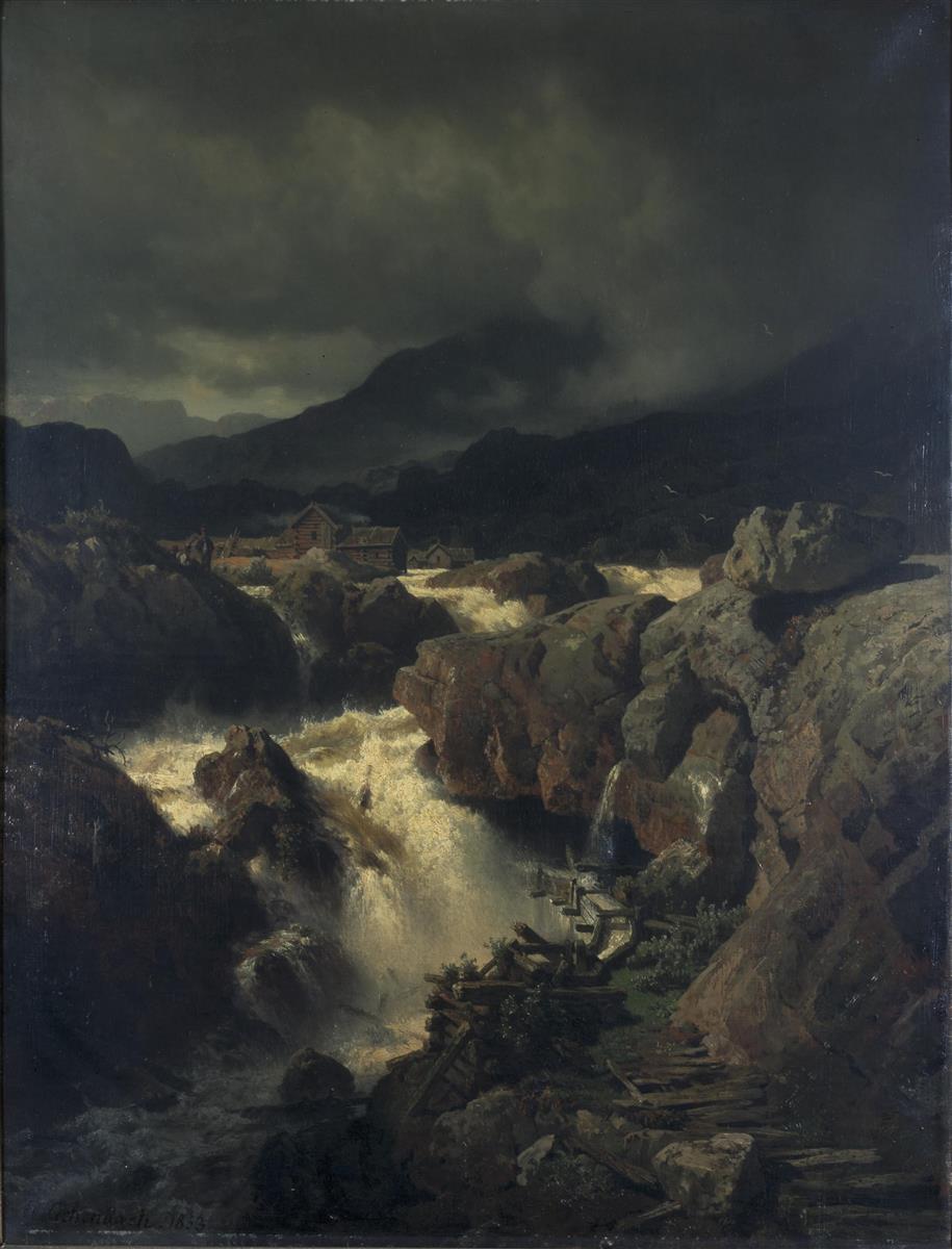 Andreas Achenbach Rock Landscape With Waterfall in Norway 1853 Fine Art Print