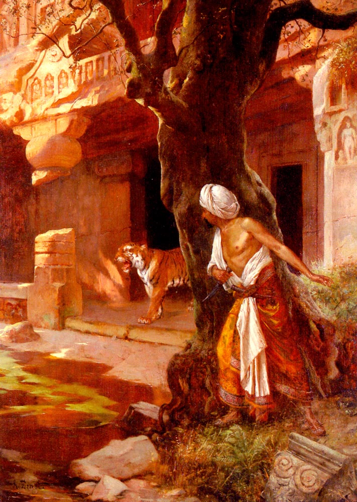 Rudolf Ernst Awaiting the Tiger 1896 Fine Art Print