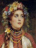 Konstantin Makovsky Russian Beauty in Summer Garland 1880 Fine Art Print