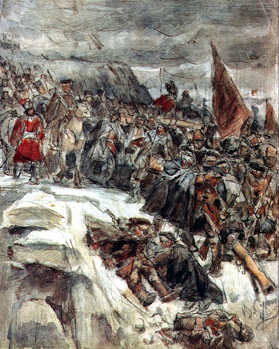 Vasily Surikov Russian Troops under Suvorov Crossing the Alps (Study) 1898 Fine Art Print