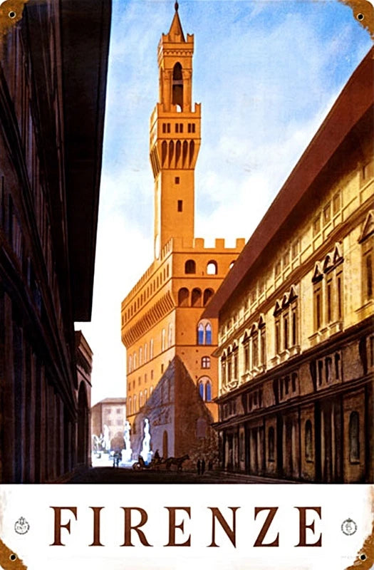 Vintage Palazzo Vecchio Tower Florence Italy Poster 1930 Fine Art Print