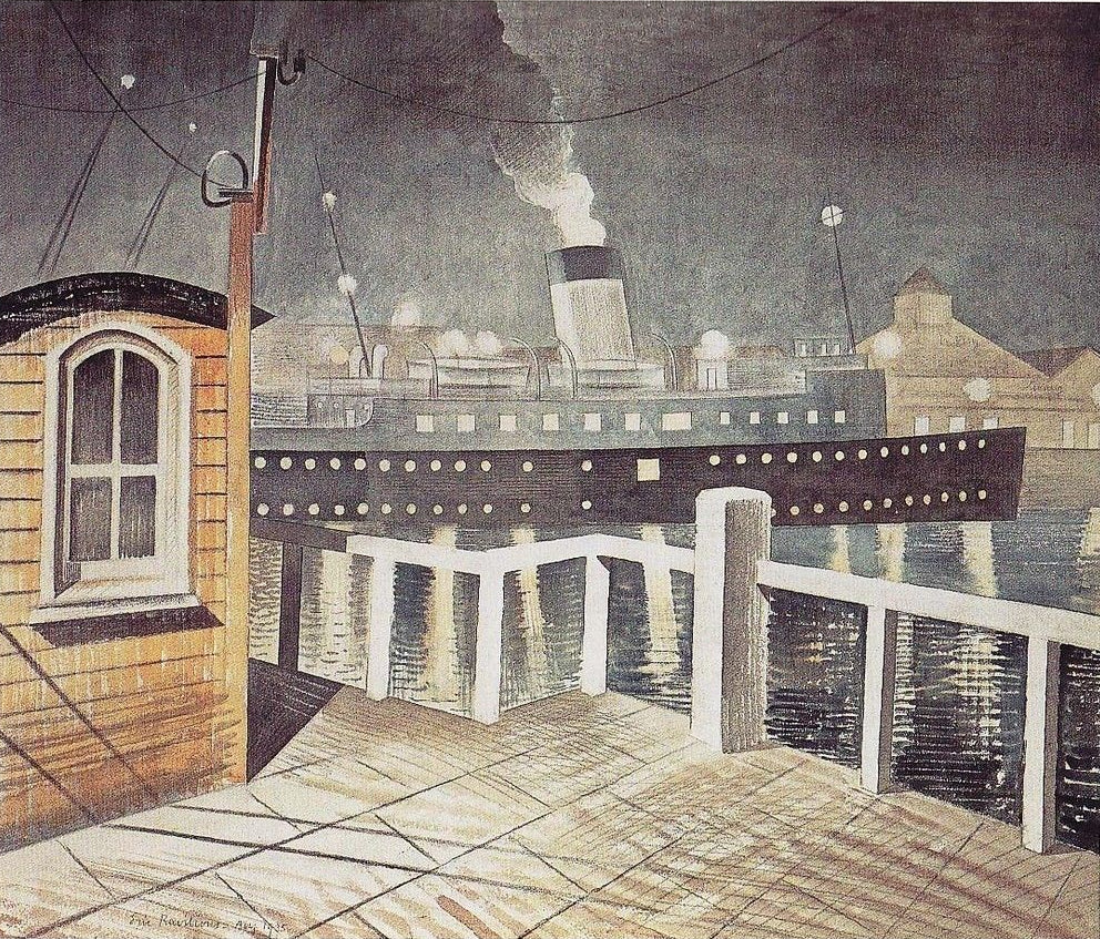 Eric Ravilious S.S. BRIGHTON LEAVING NEWHAVEN 1935 Fine Art Print