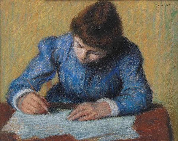 Federico Zandomeneghi Typewriter Girl (Target) 1912 Fine Art Print