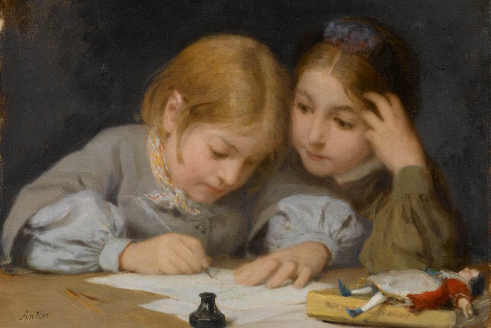 Albrecht Anker Writing Lessons 1865 Fine Art Print