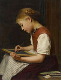 Albrecht Anker Schoolgirl doing Homework 1879 Fine Art Print