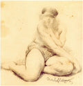 Ilya Mashkov Seated Nude Putting His Hand on Her Thigh 1910 Fine Art Print