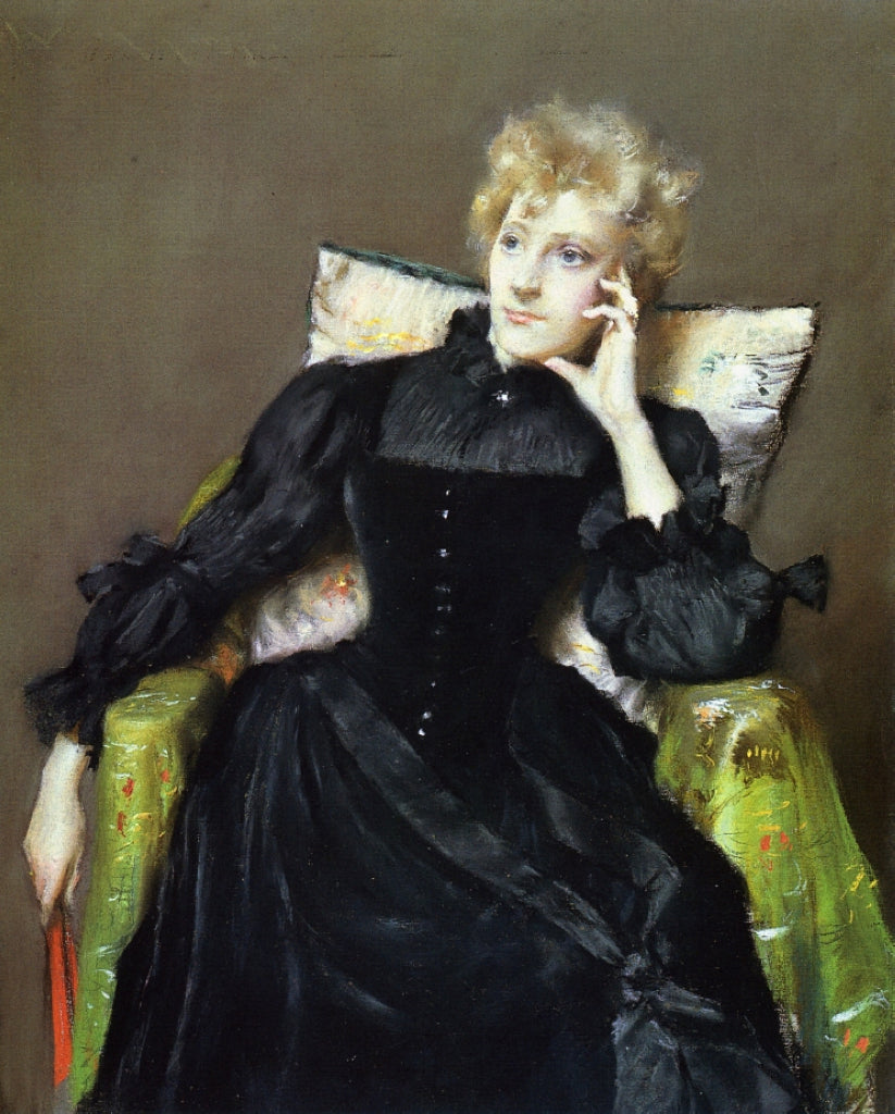 William Merritt Chase Seated Woman in Black Dress 1890 Fine Art Print