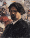 Vasily Surikov Self-Portrait against the background of Picture "The Conquest of Siberia by Yermak" 1894 Fine Art Print