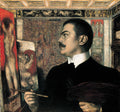 Franz Stuck Self-Portrait in Studio 1905 Fine Art Print