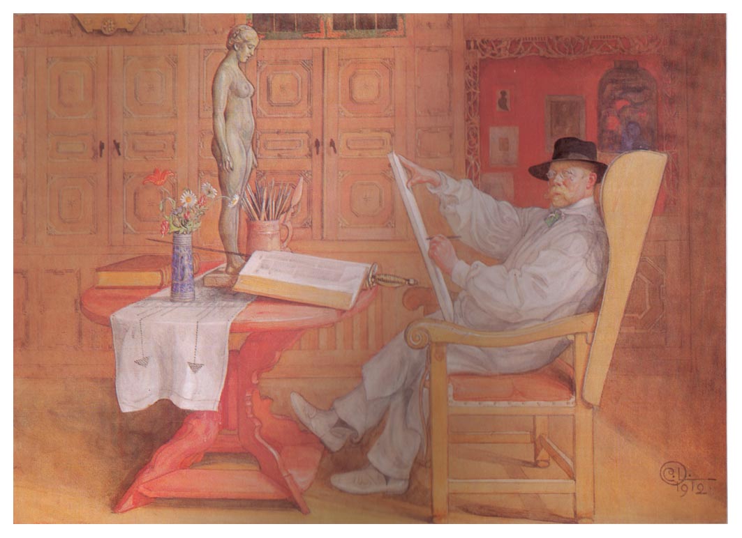 Carl Larsson Self Portrait in the Studio 1912 Fine Art Print