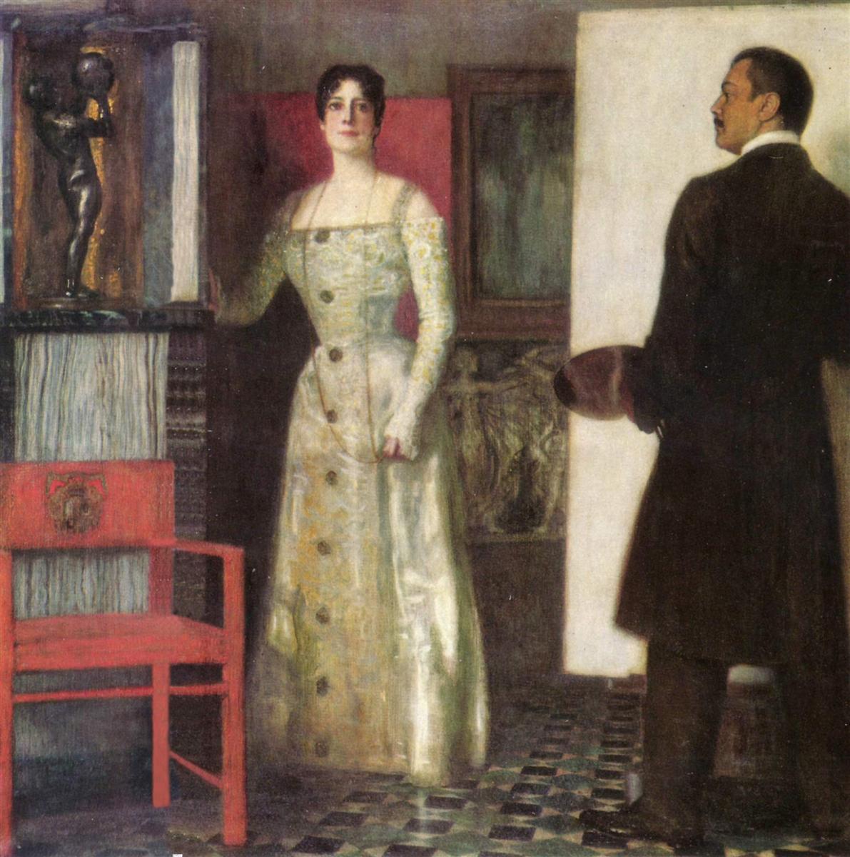Franz Stuck Self-Portrait of the Painter and His Wife in the Studio 1902 Fine Art Print