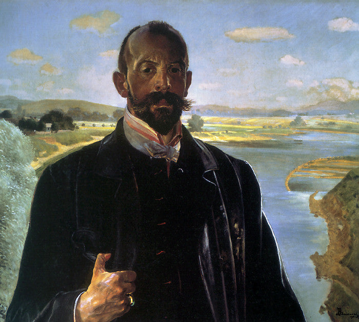 Jacek Malczewski Self-Portrait, Vistula River Behind 1901 Fine Art Print