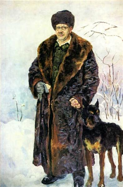Pyotr Konchalovsky Self-Portrait with Dog 1933 Fine Art Print