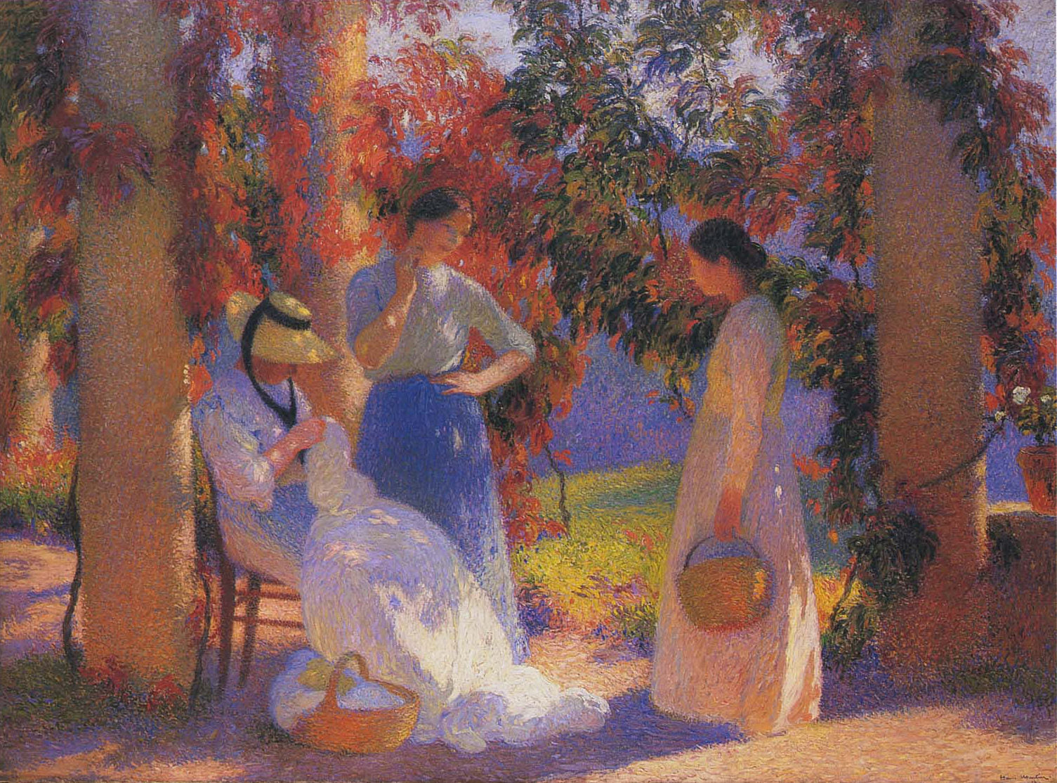 Henri Martin Sewing Scene under the Pergola at Marquayrol 1902 Fine Art Print