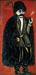 Niko Pirosmani Shepherd in a felt cloak on a red background 1910 Fine Art Print