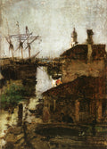 John Henry Twachtman Ship and Dock, Venice 1878 Fine Art Print