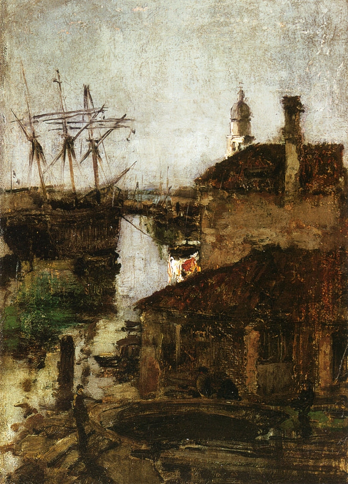John Henry Twachtman Ship and Dock, Venice 1878 Fine Art Print