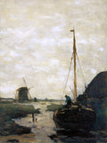 Johan Hendrik Weissenbruch Ship in Polder Canal 1868 Fine Art Print