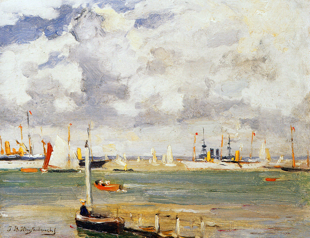 Johan Hendrik Weissenbruch Ships in Harbour 1868 Fine Art Print