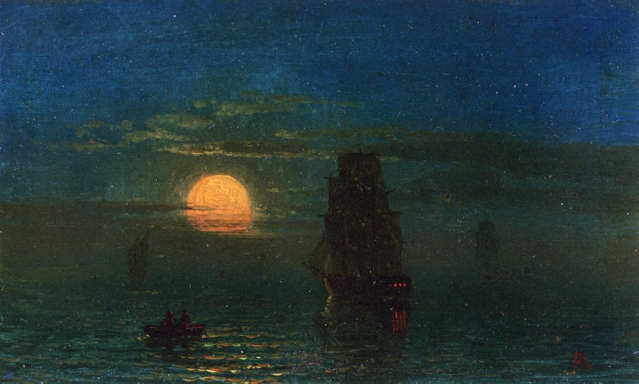 Albert Bierstadt Ships in Moonlight 1859 Fine Art Print