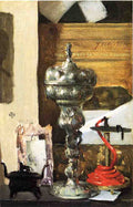 Julian Alden Weir Silver Chalice, Japanese Bronze and Red Tapir 1884-1889 Fine Art Print