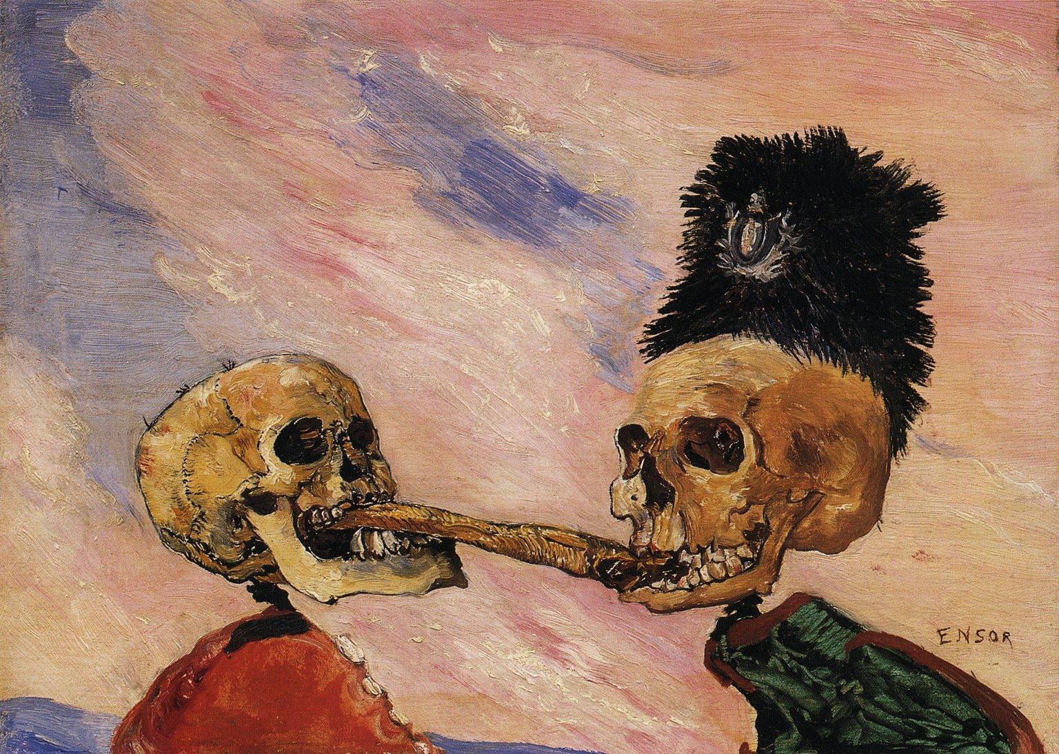 James Ensor Skeletons Fighting Over a Pickled Herring 1891 Fine Art Print