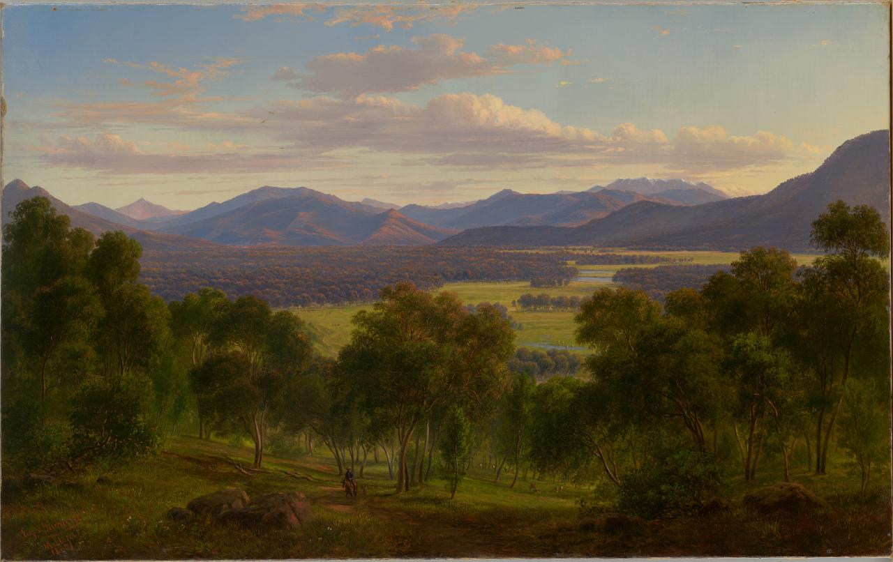 Eugene von Guerard Spring in the valley of the Mitta Mitta with the Bogong Ranges in the distance 1863 Fine Art Print