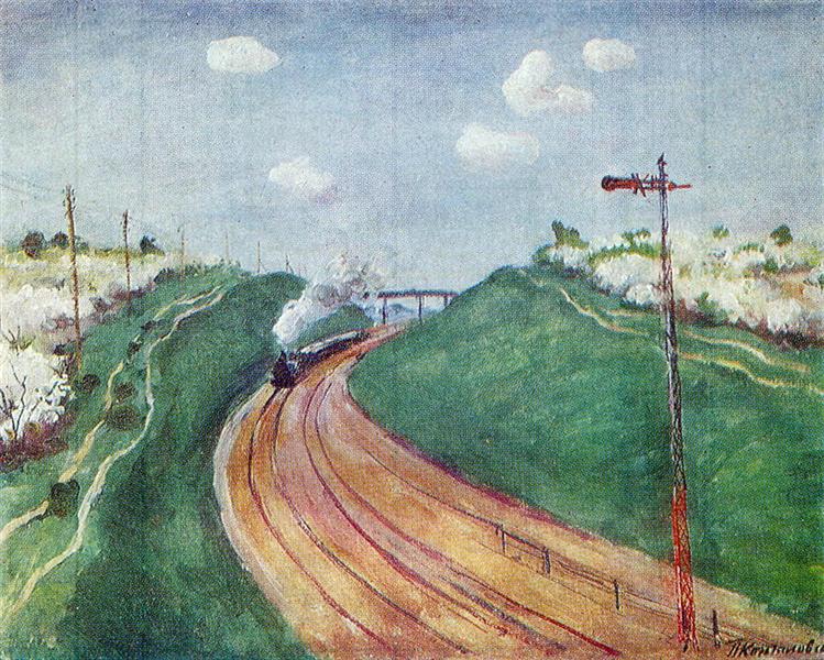 Pyotr Konchalovsky Spring Landscape with Train 1931 Fine Art Print
