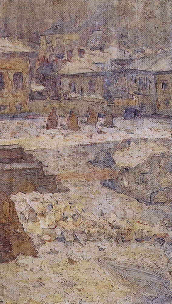 Vasily Surikov Square in Front of the Museum of Fine Arts in Moscow 1913 Fine Art Print