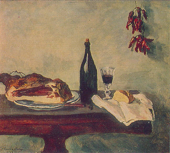 Pyotr Konchalovsky Still Life. Bread, Ham and Wine. 1948 Fine Art Print