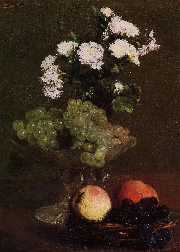 Henri Fantin-Latour Still Life Chrysanthemums and Grapes 1872 Fine Art Print