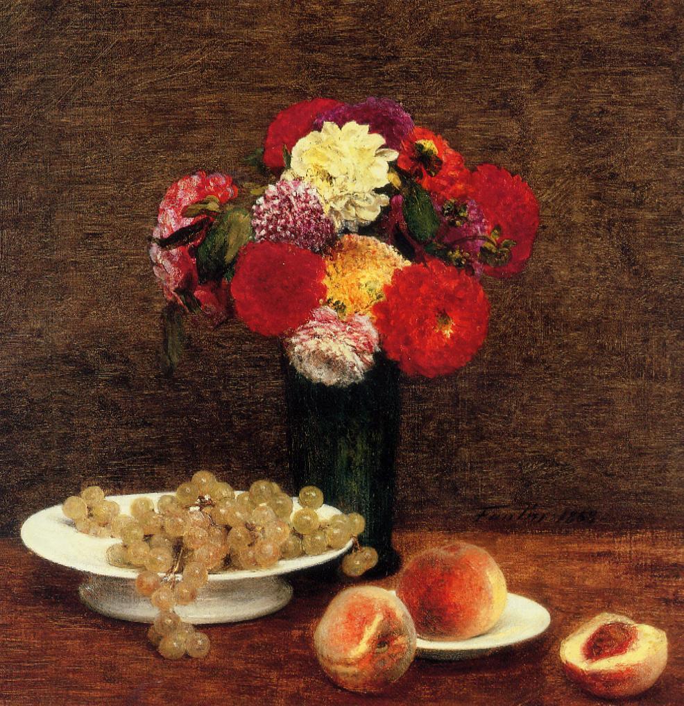 Henri Fantin-Latour Still Life Dahlias in a Green Vase 1868 Fine Art Print