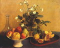 Henri Fantin-Latour Still life. Flowers, Bowl of Fruit and Pitcher 1865 Fine Art Print