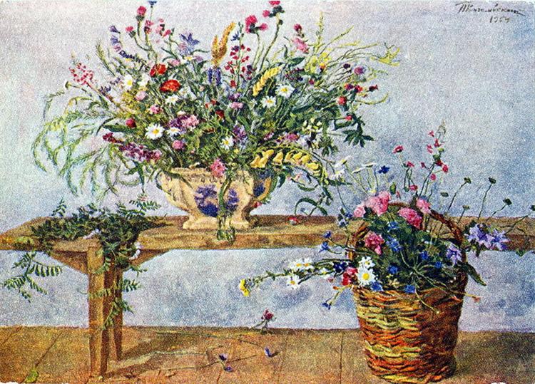 Pyotr Konchalovsky Still Life. Flowers on the Bench. 1954 Fine Art Print