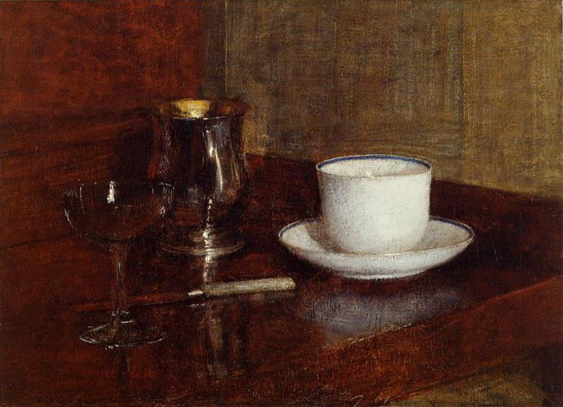 Henri Fantin-Latour Still Life Glass, Silver Goblet and Cup of Champagn 1871 Fine Art Print