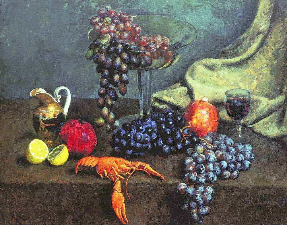 Ilya Mashkov Still Life. Grape, Lemon, and Cancer 1924 Fine Art Print